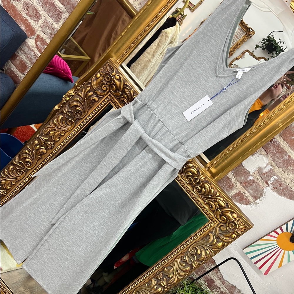 POPSUGAR Gray Midi Dress with Belt